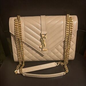 Yves Saint Laurent Beige Quilted Leather Medium Envelope Bag
